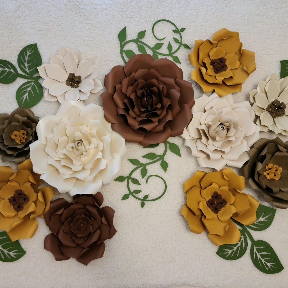 Earthy paper flowers set